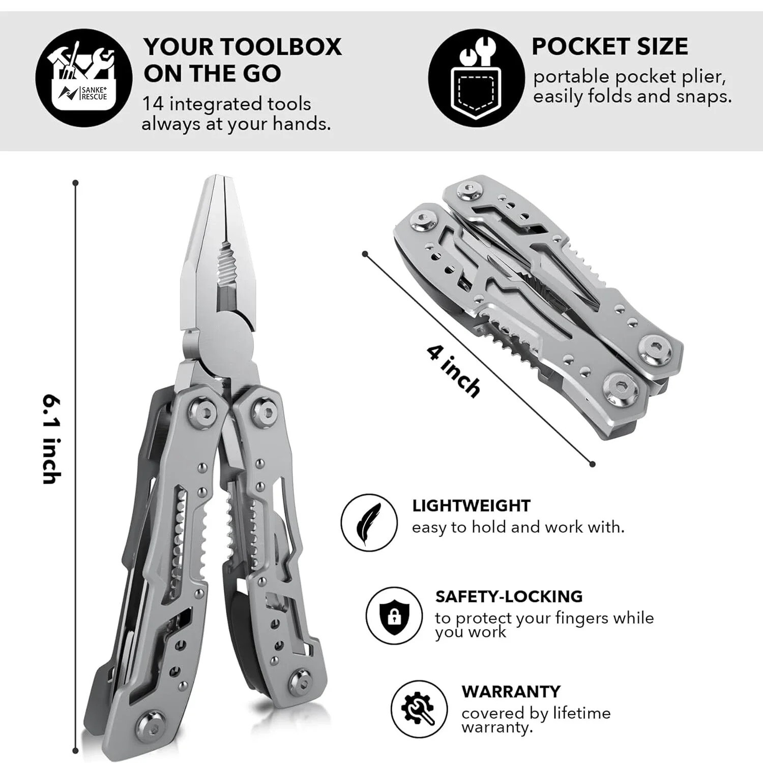 Multi Tool Folding Pocket Knife EDC Outdoor Pliers Survival Gear Portable Tool