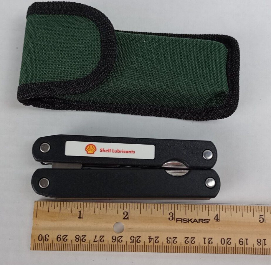 Multi Tool Camping Hunting Green Canvas Case Shell Lubricants Logo