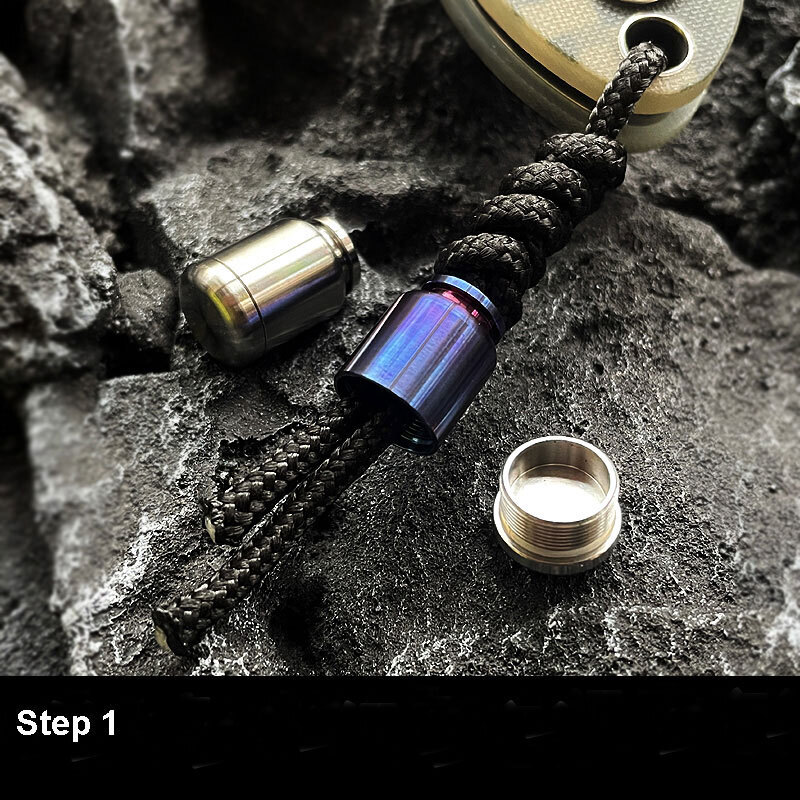 EDC Titanium Alloy Parachute Cord Knife Bead Necklace Keychain Pendant Lanyard