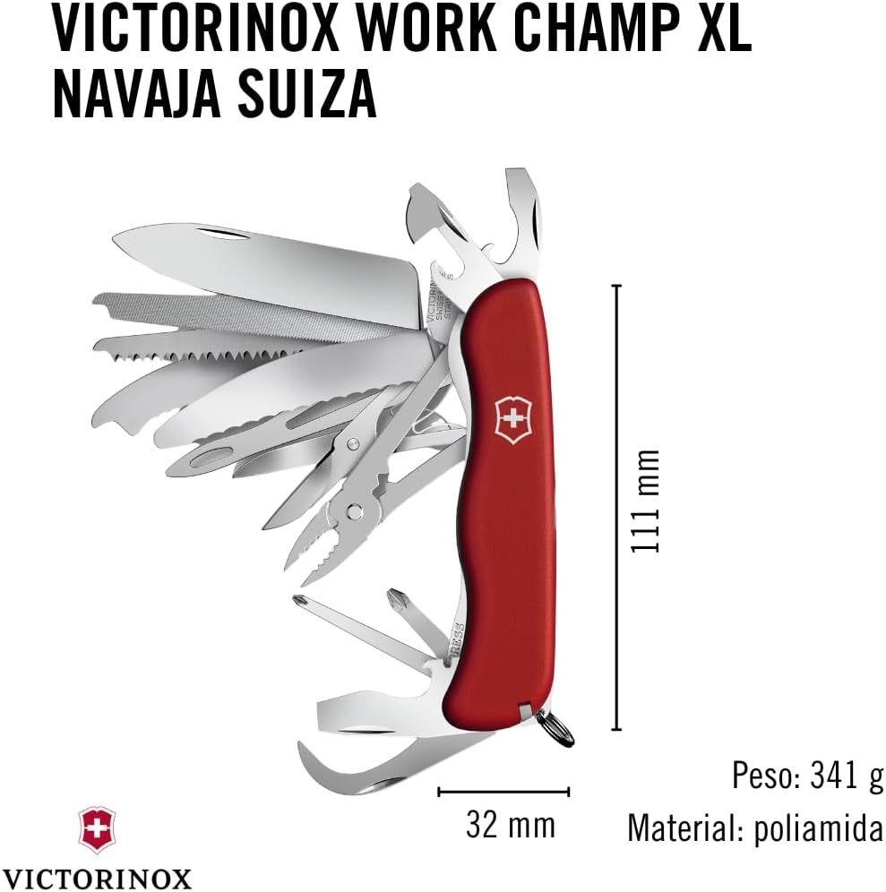 Victorinox 0.8564.XL Work Champ XL 31 Function Swiss Army Pocket Knife Red New