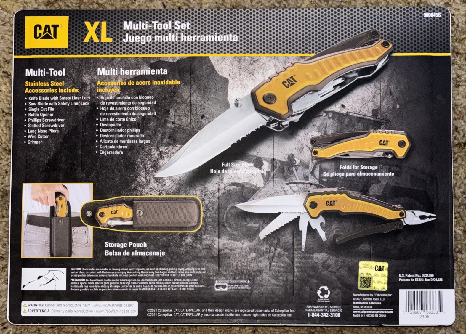 CAT XL 9-in-1 Multi-Tool Set, Stainless Steel Tools with Belt Loop Storage Pouch