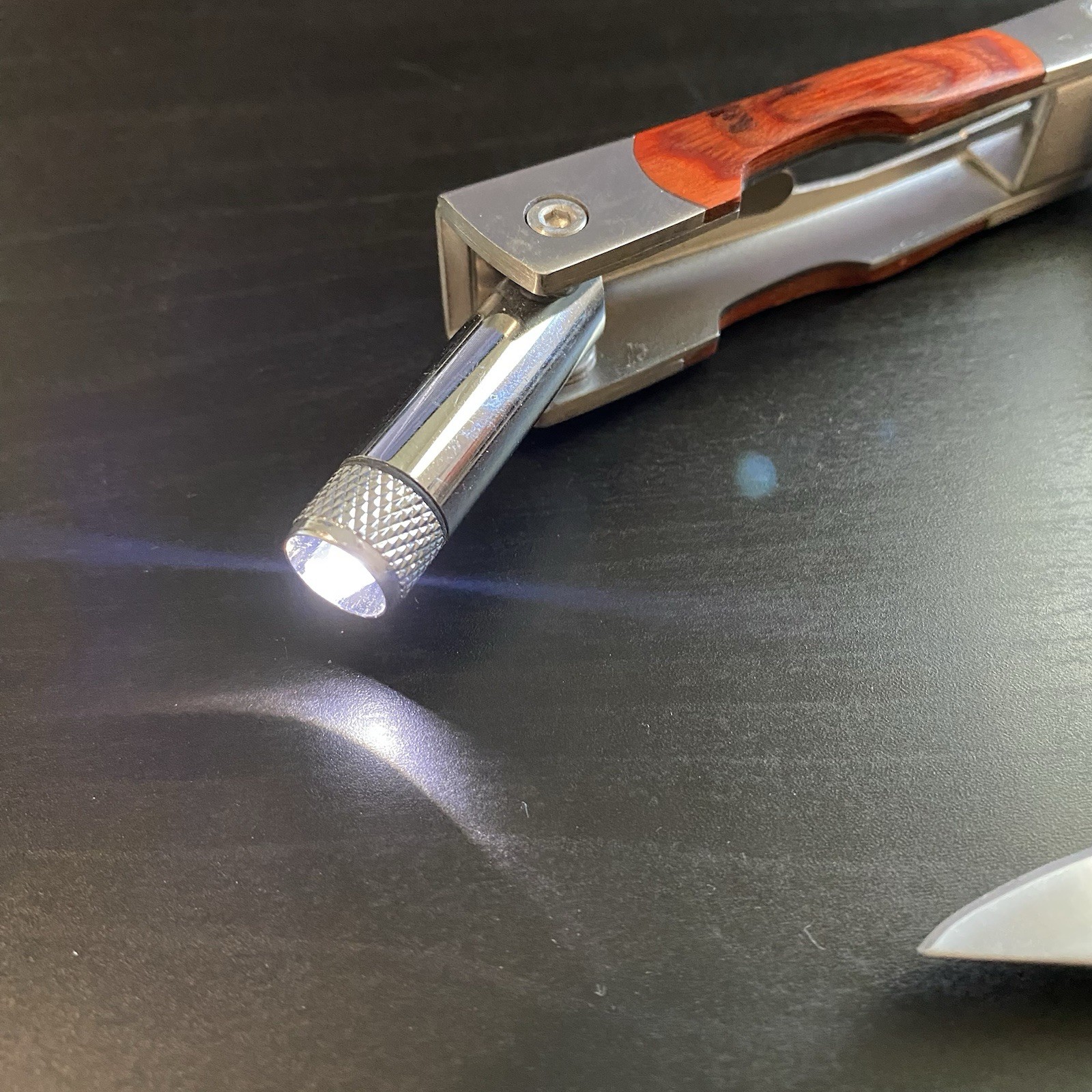 Kirschler Multi-Tool Wood Metal Handle Pliers Knife Screwdrivers LED Light