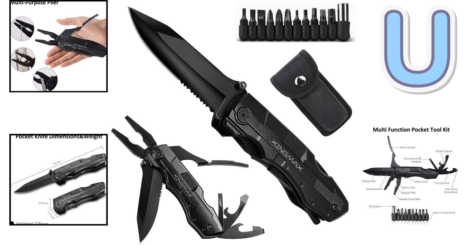Tactical Multitool Pocket Knife with 7 Features – Perfect for Outdoor Adventu…