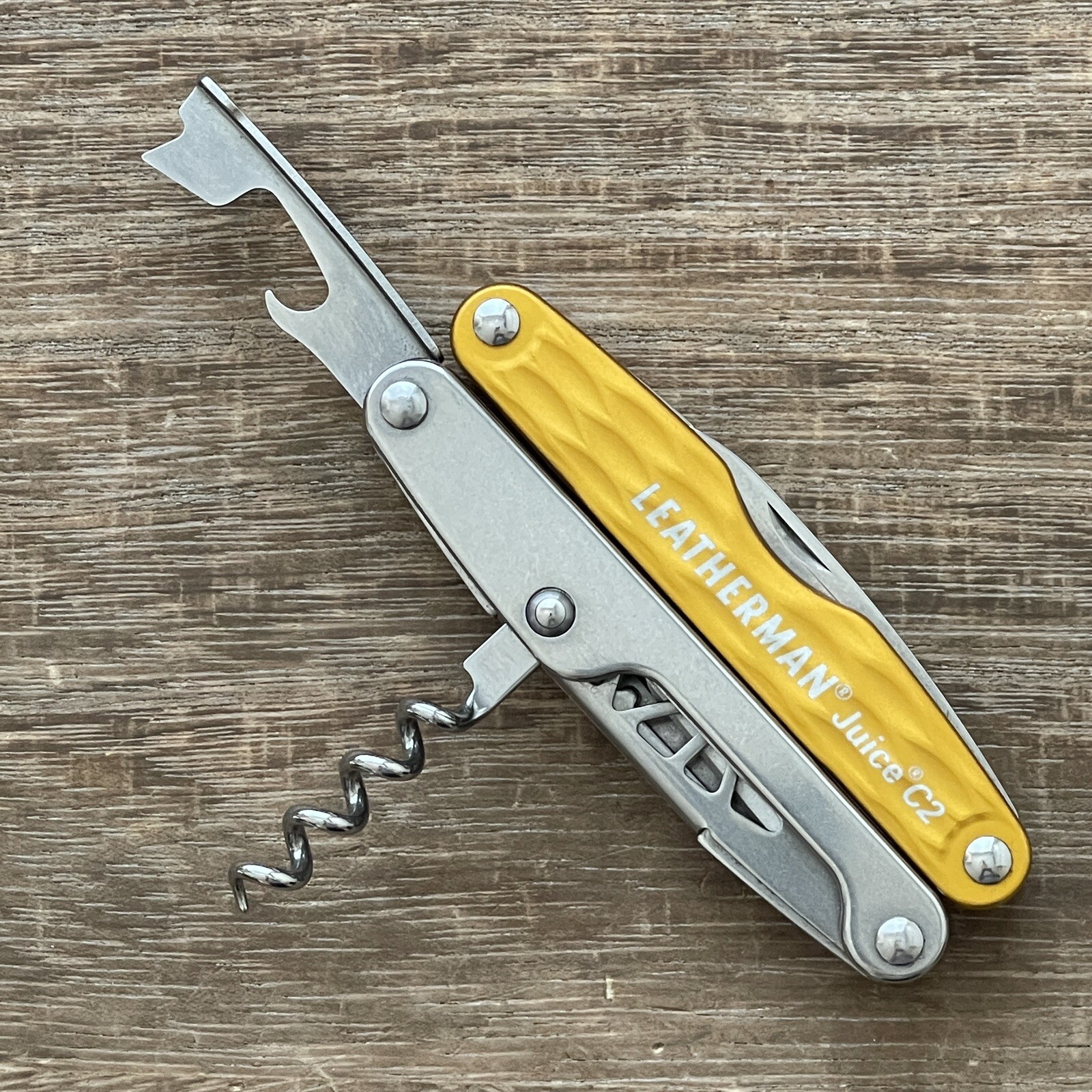 New, Leatherman Juice C2 Sunrise Yellow multitool w/premium nylon sheath