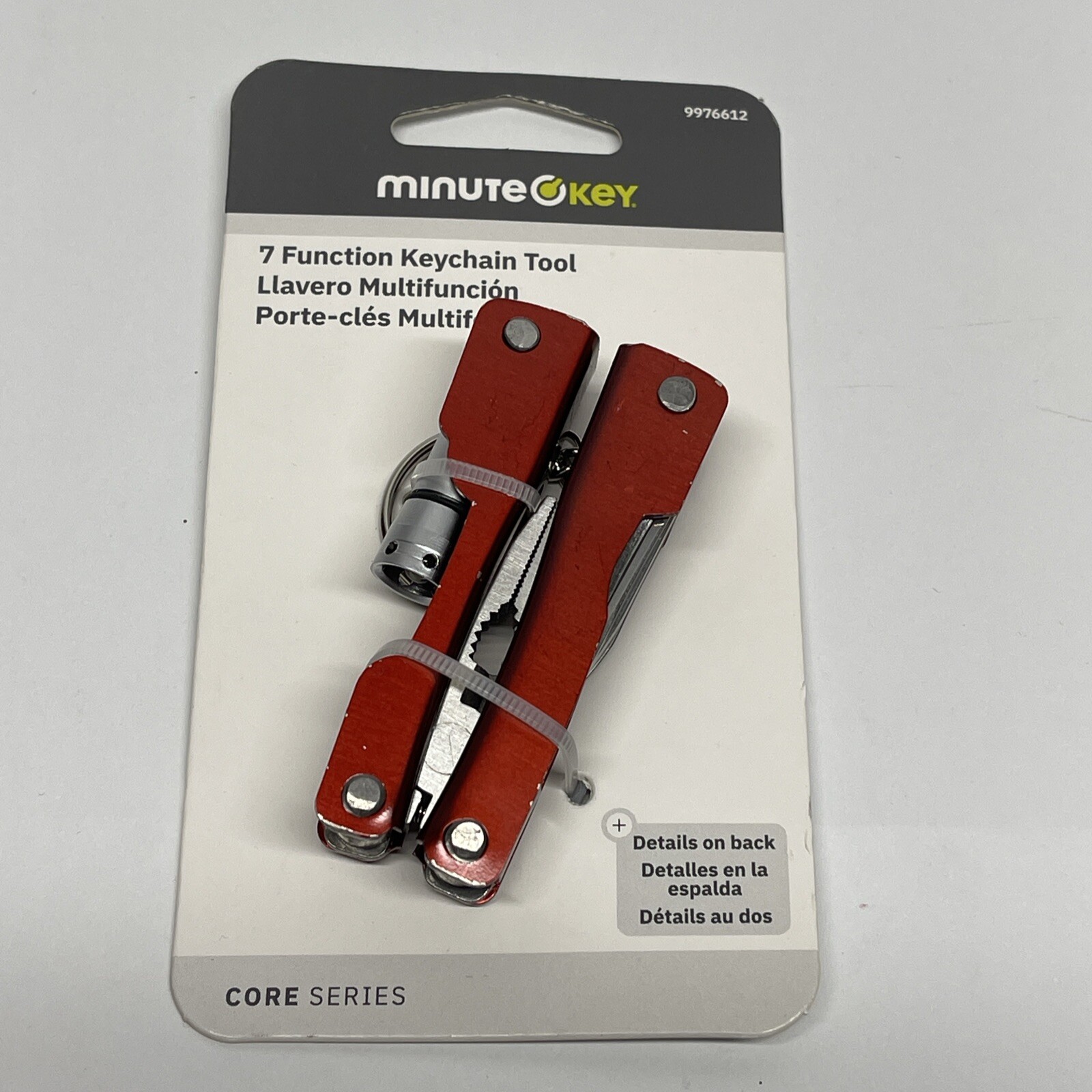 Key Chain Tool 7 Function Pliers Wire Knife Screwdriver Can Opener LED Light Red