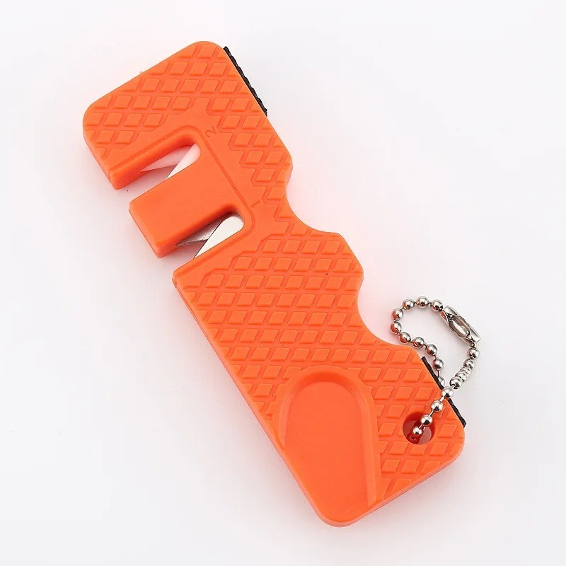 Ceramic Steel Dual Pocket Knife Sharpener KeyChain Survival Gear Hiking Camping