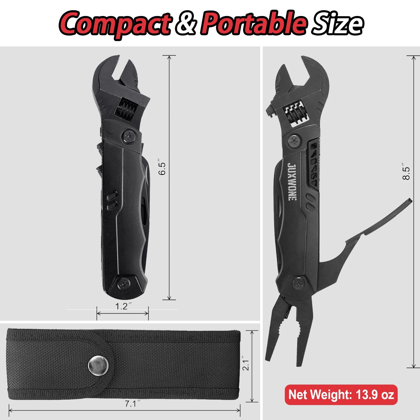 19-in-1 Multitool Wrench – Stainless Steel Adjustable Wrench with Pliers, Kni…