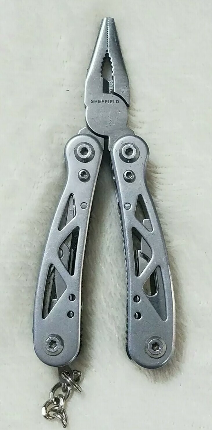 Sheffield 3″ Folding Stainless Steel Multi-Tool, Knife, Saw, Pliers, Screwdriver