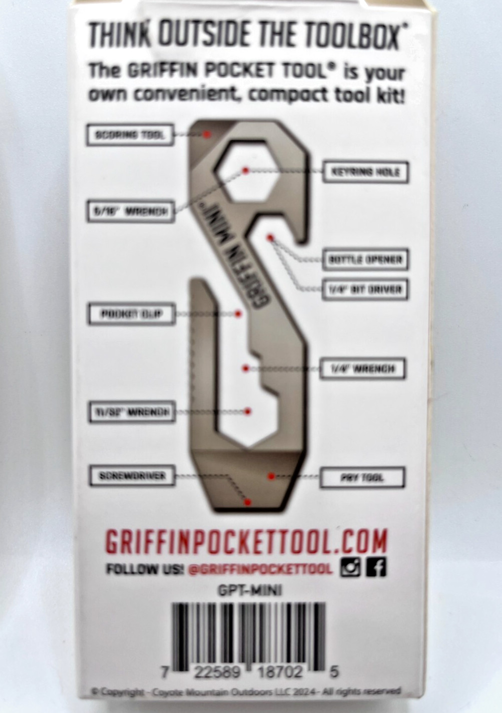 Griffin Pocket Tool Mini Travel Ready TSA Safe Keychain 10 in 1 Stainless Steel