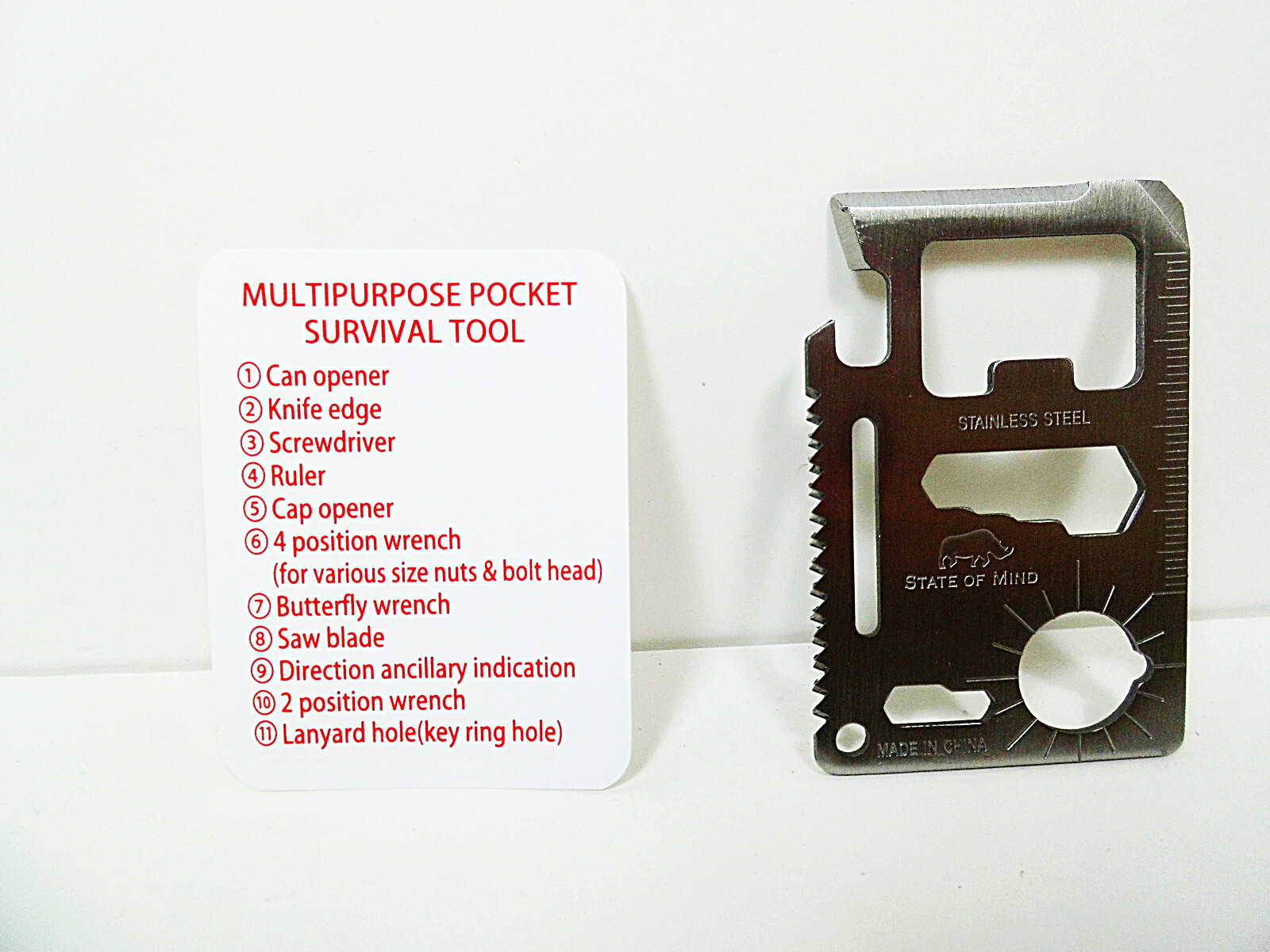 Lot of 3 Survival Multi Tools Credit Card Pocket Tool Camping Hiking Key 11 in 1