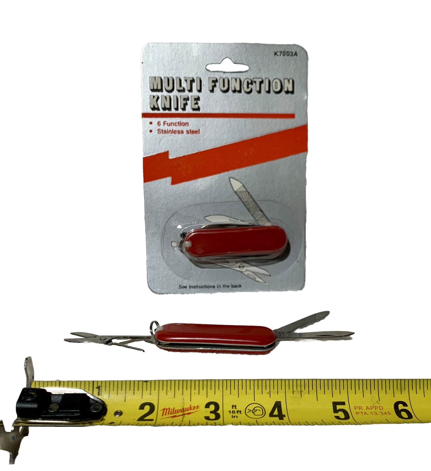 Vintage Keychain Multi Function Knife Scissors File Toothpick Tweezer New in Pkg