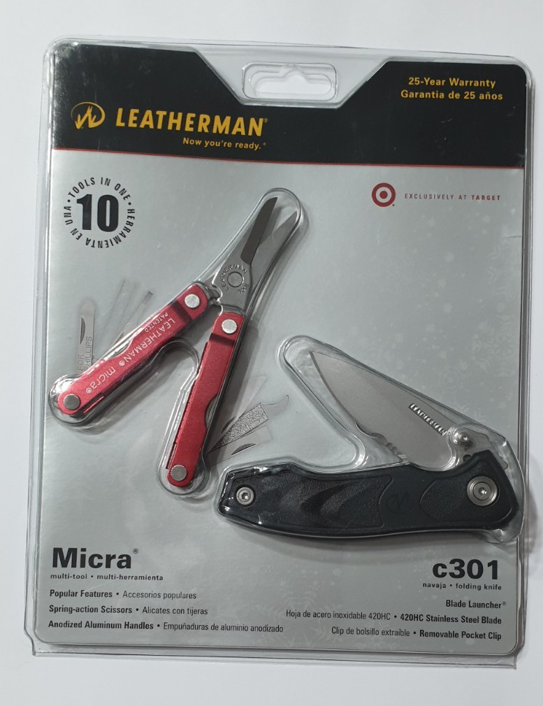 🔥 Leatherman Red Micra + C301 Multi Tool New in Blister Target Rare Retired Set