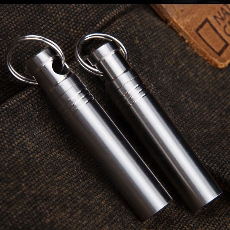 1pcs Titanium Alloy Keychain Waterproof Box Sealed Container Outdoor Storage EDC