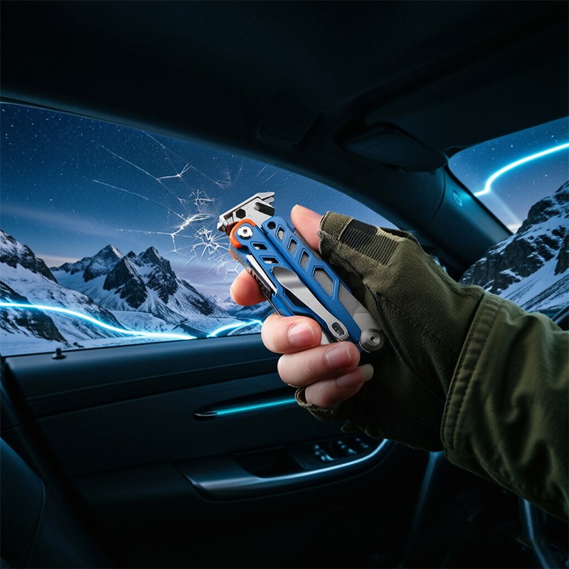 Compact Folding Multi-Tool with Pliers & Blade, Portable Camping & Vehicle Emerg