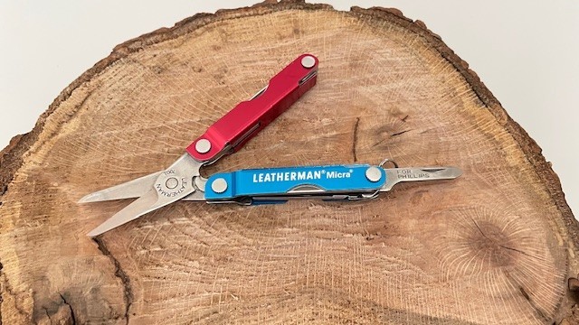 Leatherman Micra Multi Tool Stainless Steel Red& Blue Anodized Handled Scissors