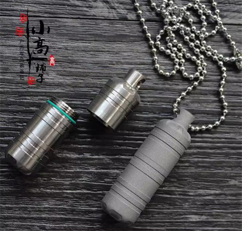 Titanium EDC Waterproof Tablet Pill Box Case Medicine Storage Capsule Pandent