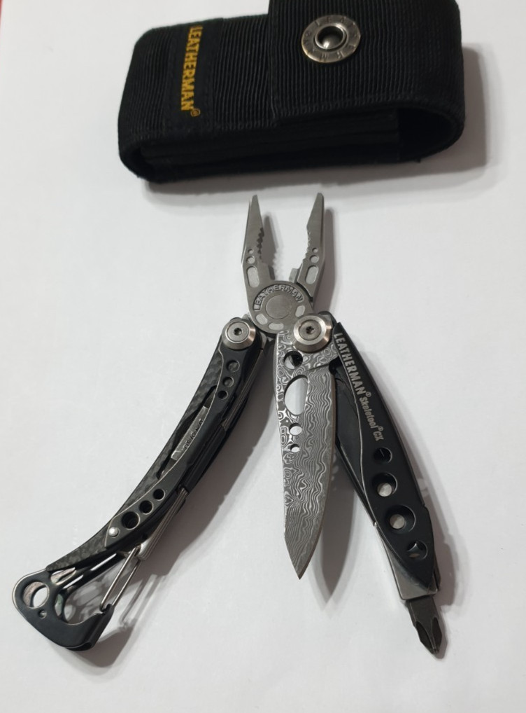 🔥🔥🔥 Leatherman Skeletool CX Damascus Custom Carbon Retired Collectable Rare