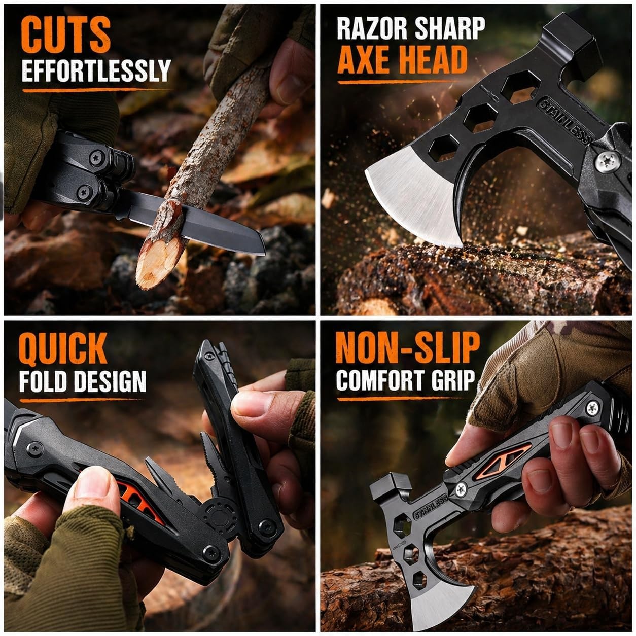 18-in-1 Multitool Hatchet Camping Axe W/ Hammer & Knife W/ Protective Sheath