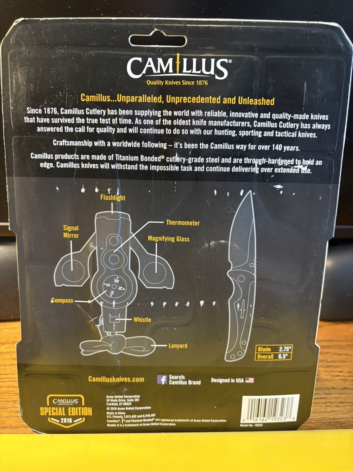 CAMILLUS NIMBLE II GIFT SET 6.5” TITANIUM KNIFE+CHAIN SAW+SHARPENERS+WHISTLE L33