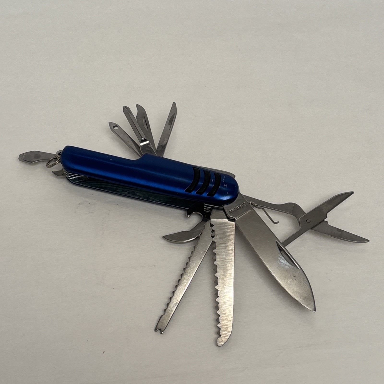Multi-Use Pocket Knife with Survival Tools Blue w/ Black Accents Camp Hunt Fish