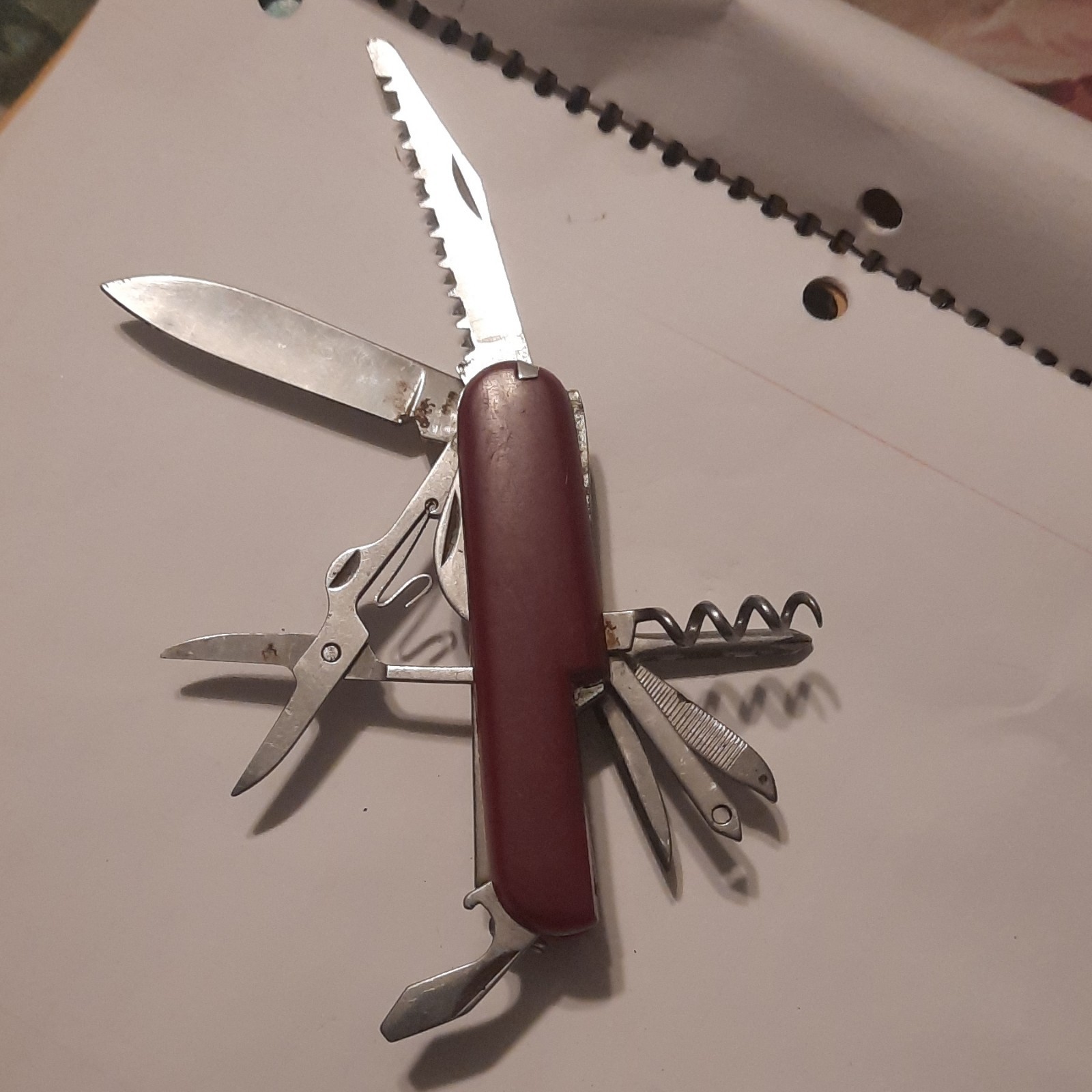 Red Multi-Tool Pocket Knife Stainless Steel with Knife, Scissors, Corkscrew