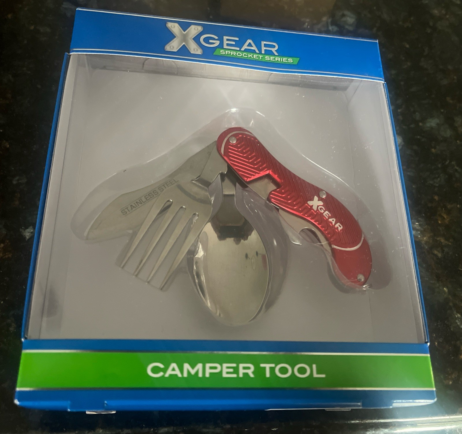 X Gear Camper Tool 4 Tools Stainless Camping Utensils Multi Fork Knife Spoon
