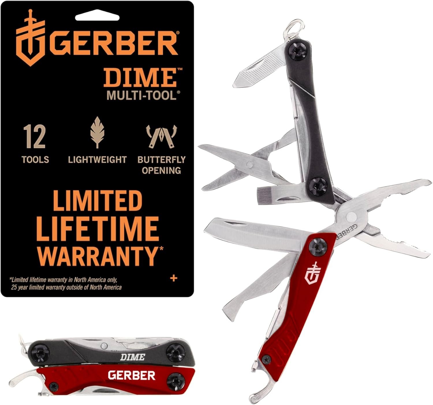 Gear Dime 12-in-1 Mini EDC Multitool Needle Nose Pliers Pocket Knife Keychain