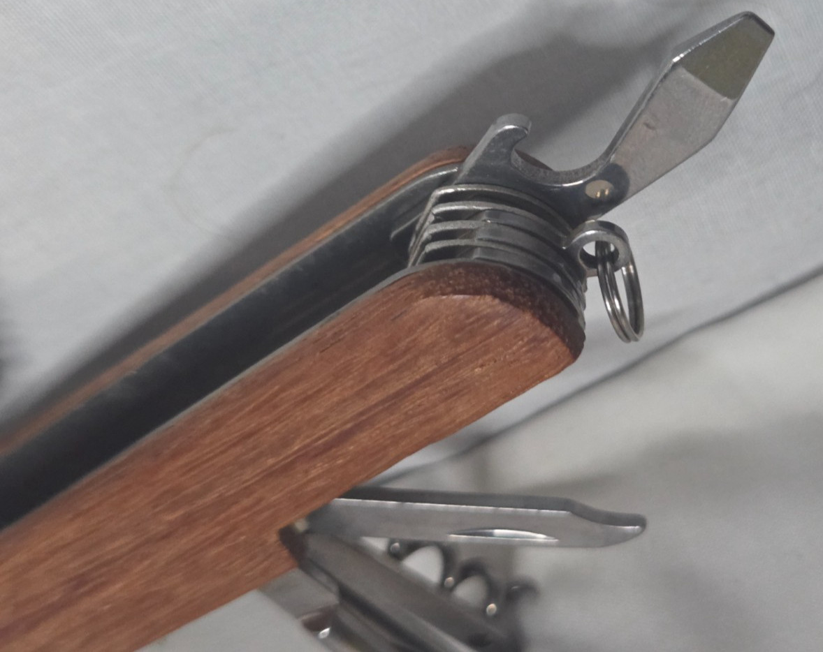 Vtg Winchester 11 Function Multi-tool Pocket Knife Wood Handle w/Saw & Scissors