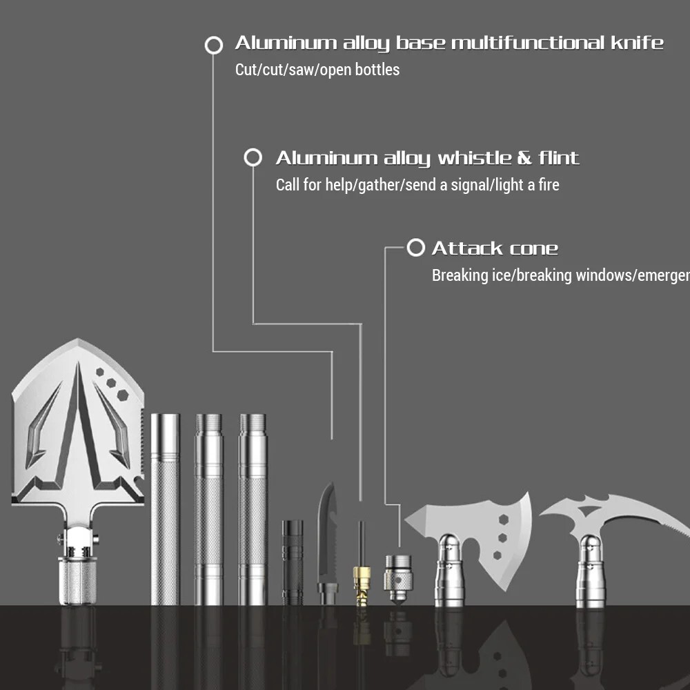 Survival Multi Tool Kit Car Emergency Multifunction Purpose Set Axe Shovel Pick