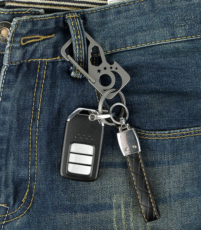 Titanium Alloy Pocket Key Chain Carabiner Bottle Opener Wrench Outdoor Multi EDC