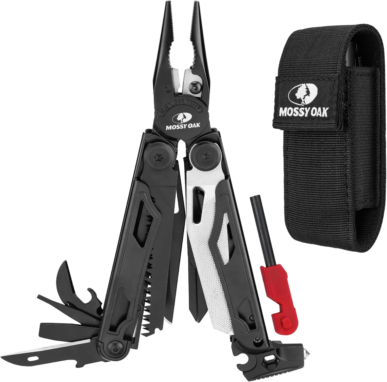 Multitool, 19-In-1 Stainless Steel Multi Tool Pliers, Survival Tools with Fire S