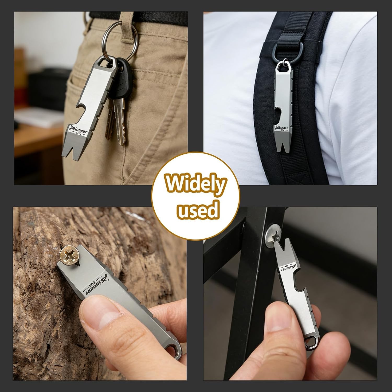Titanium Mini EDC Pry Bar, Grey | Mini Crowbar, Multi-tool Scraper Opener, Porta