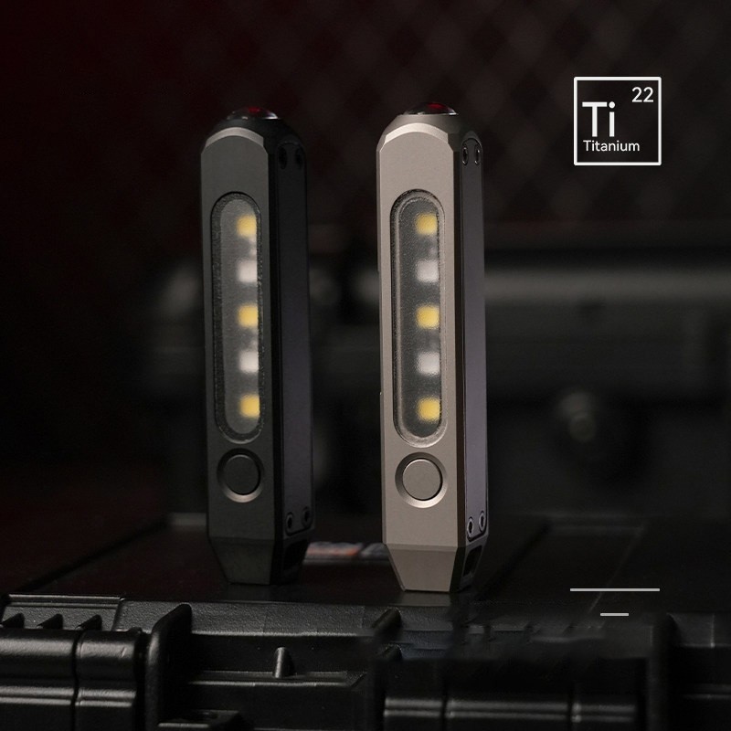 Titanium Alloy Mini Rechargeable Flashlight EDC Pocket Torch Outdoor Emergency L