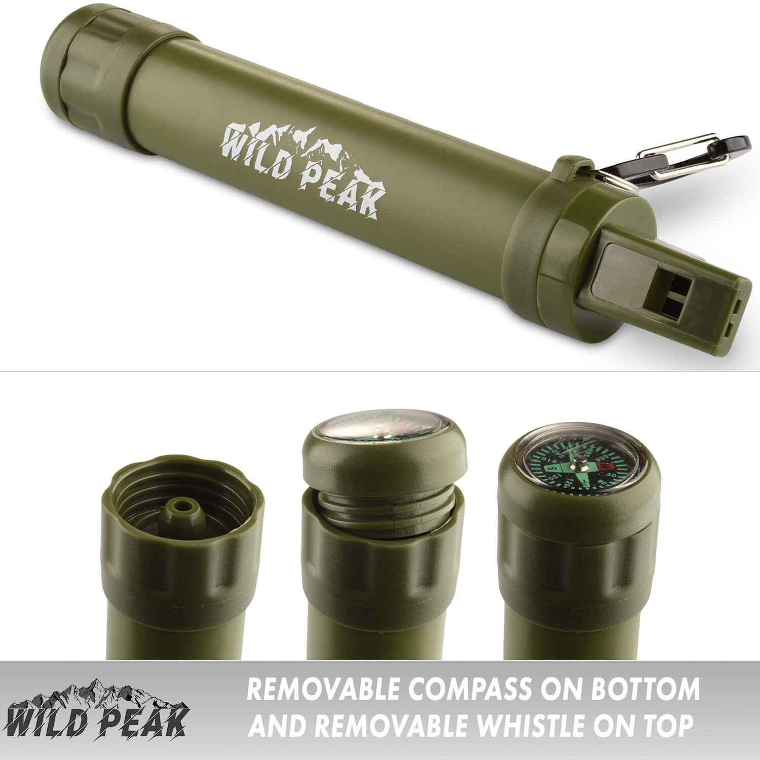 Wild Peak Prepare-1 Survival Kit with Water Bottle & Filter Straw for Camping