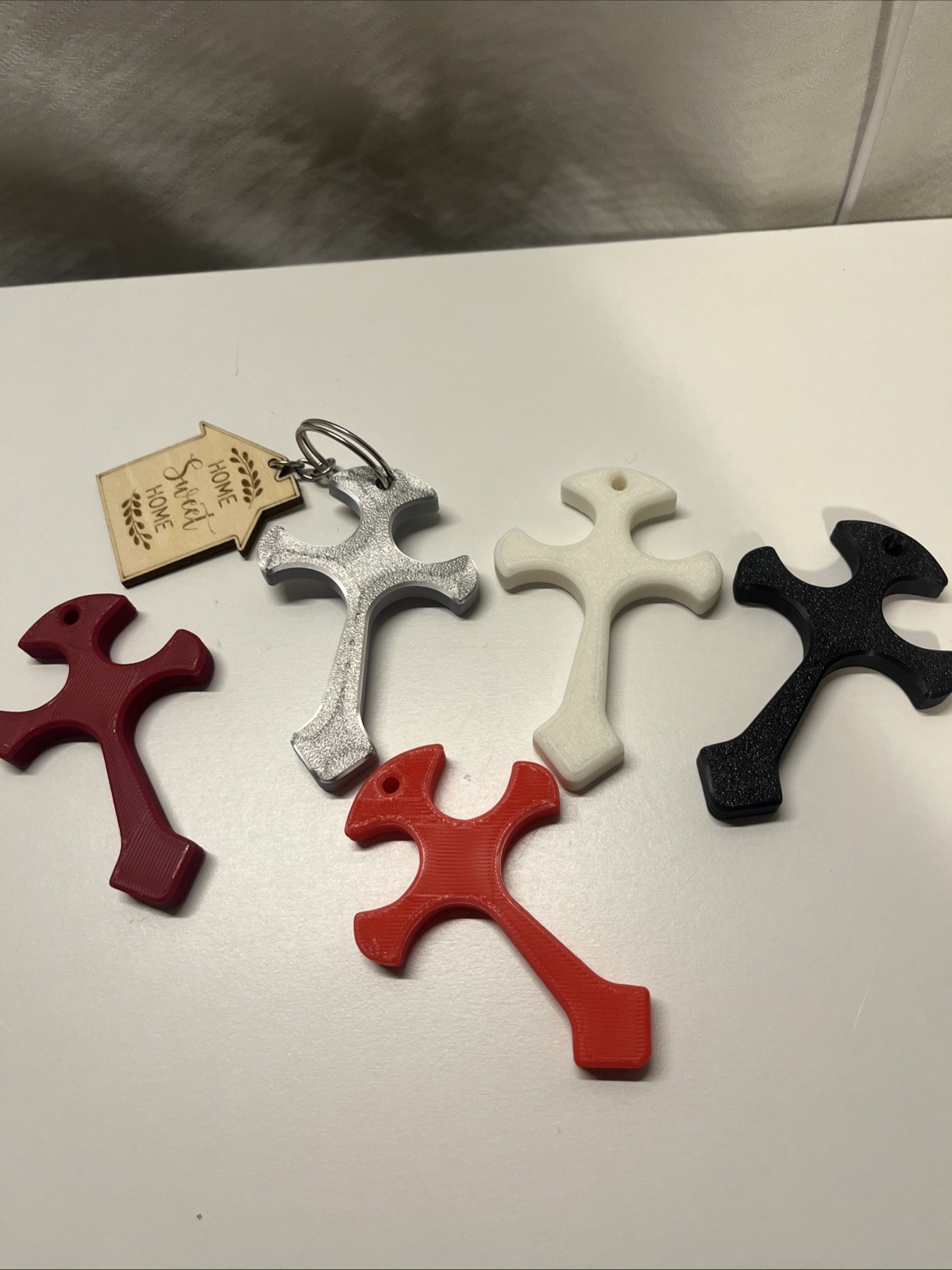 Christian Cross Keychain 3D Printed EDC Faith Gift Pocket Cross Religious Ring