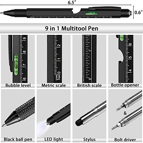 Multitool Pen Set 2 Pack 9 in 1 6 in 1 EDC Gadgets for Men Christmas Gifts