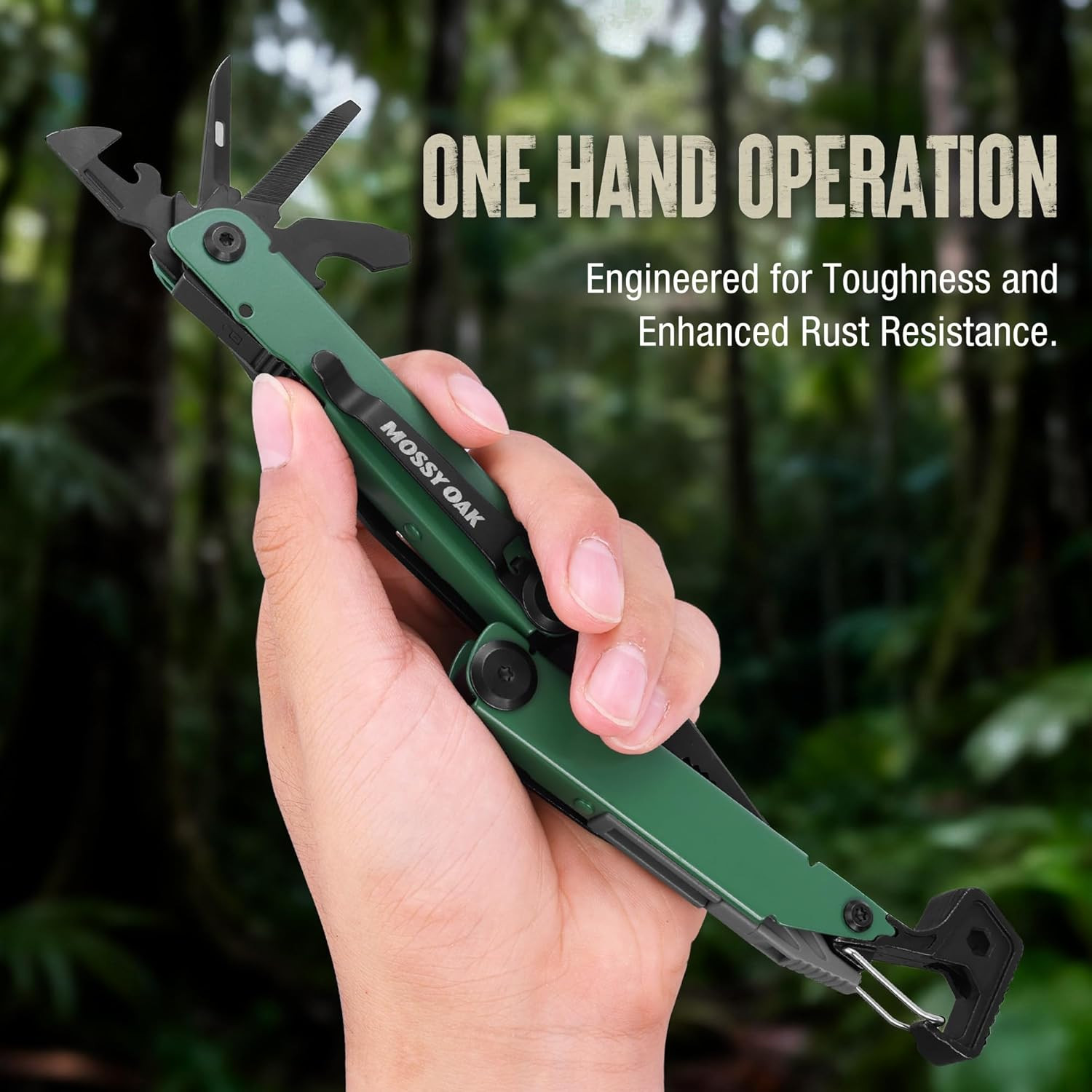 MOSSY OAK Cnc-Machined Multitool Pliers, 27-In-1 Multi Tool with Pocket Knife, F