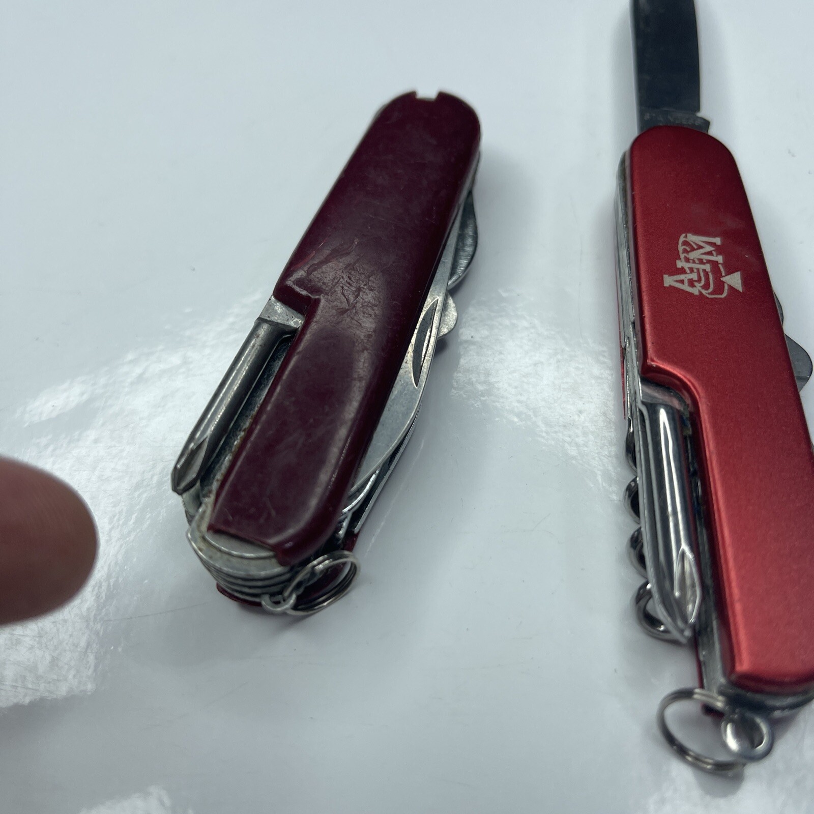 A8 Lot 2 Red Army Fold Utility Pocket Knife Stainless AIM Colorado Repair On Lt