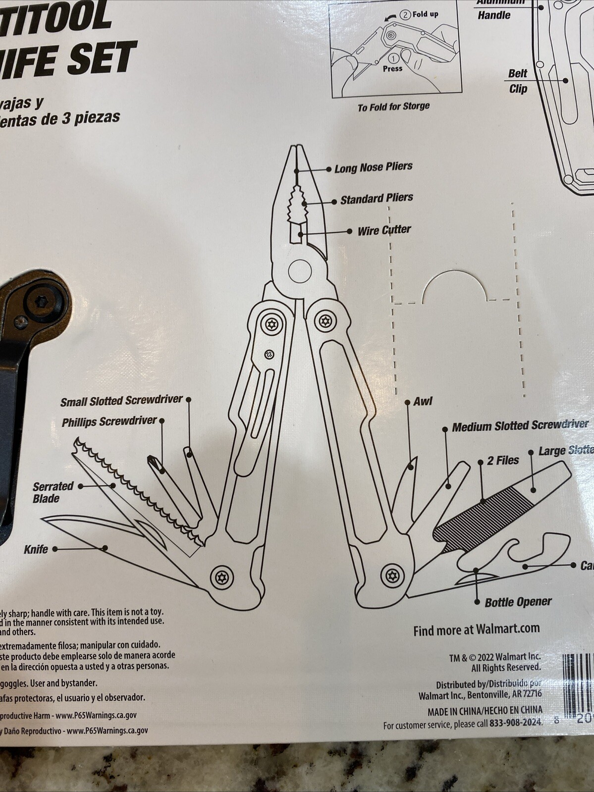 Hyper Tough 3 Piece Multi Tool & Knife Set w/Bottle opener New