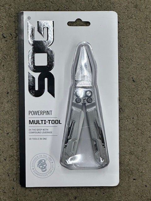 SOG PowerPint EDC Tool Compact Lightweight W/ 18 Multitools In One – Silver New