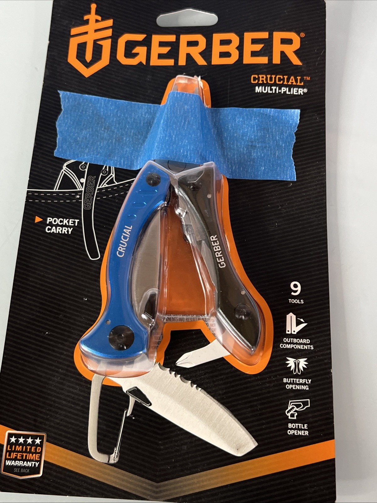 Gerber Crucial Blue Multi Tool Multi Plier Carabiner Clip Knife – Great U49