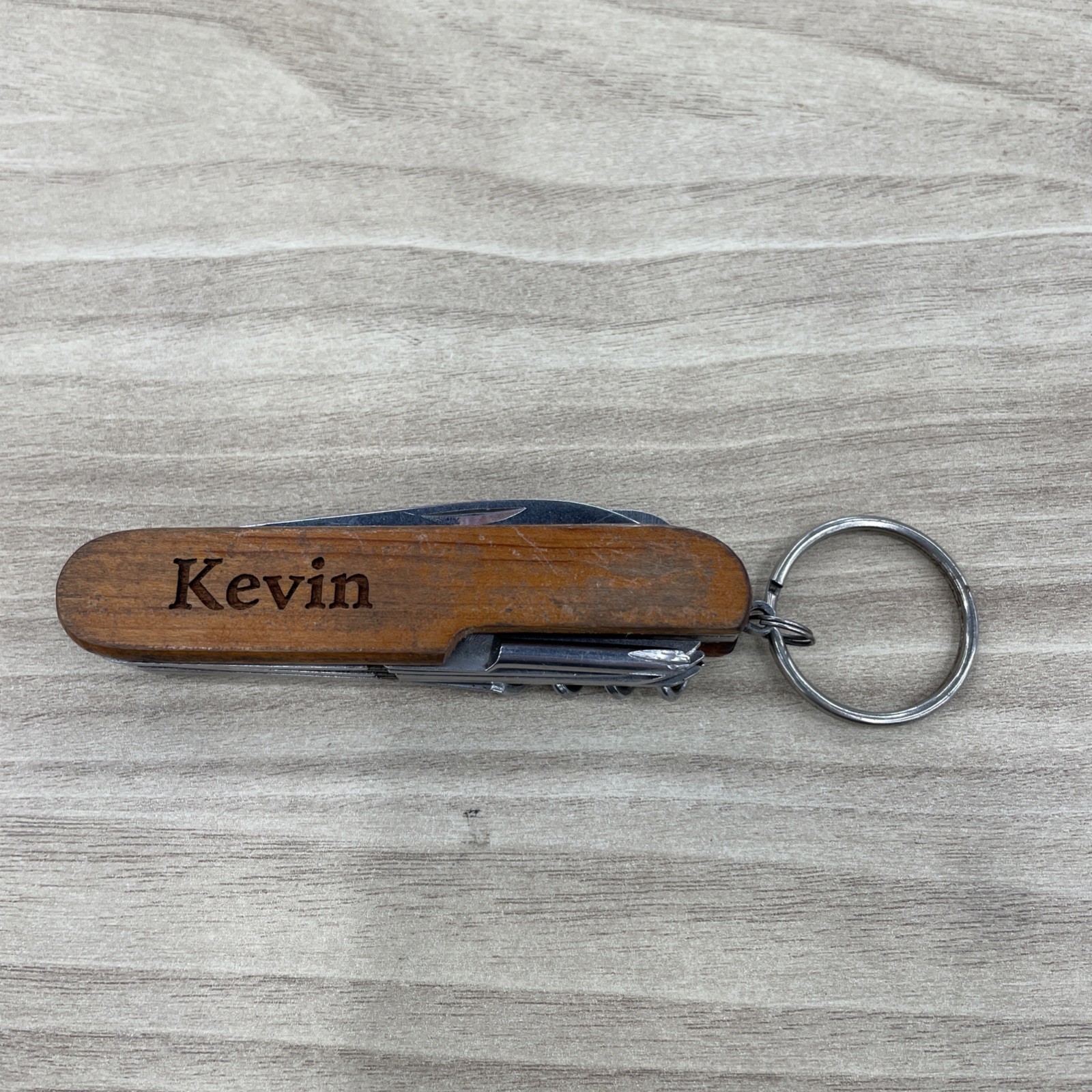 Multi Tool Pocket Knife wood handle Screwdriver, saw, scissors