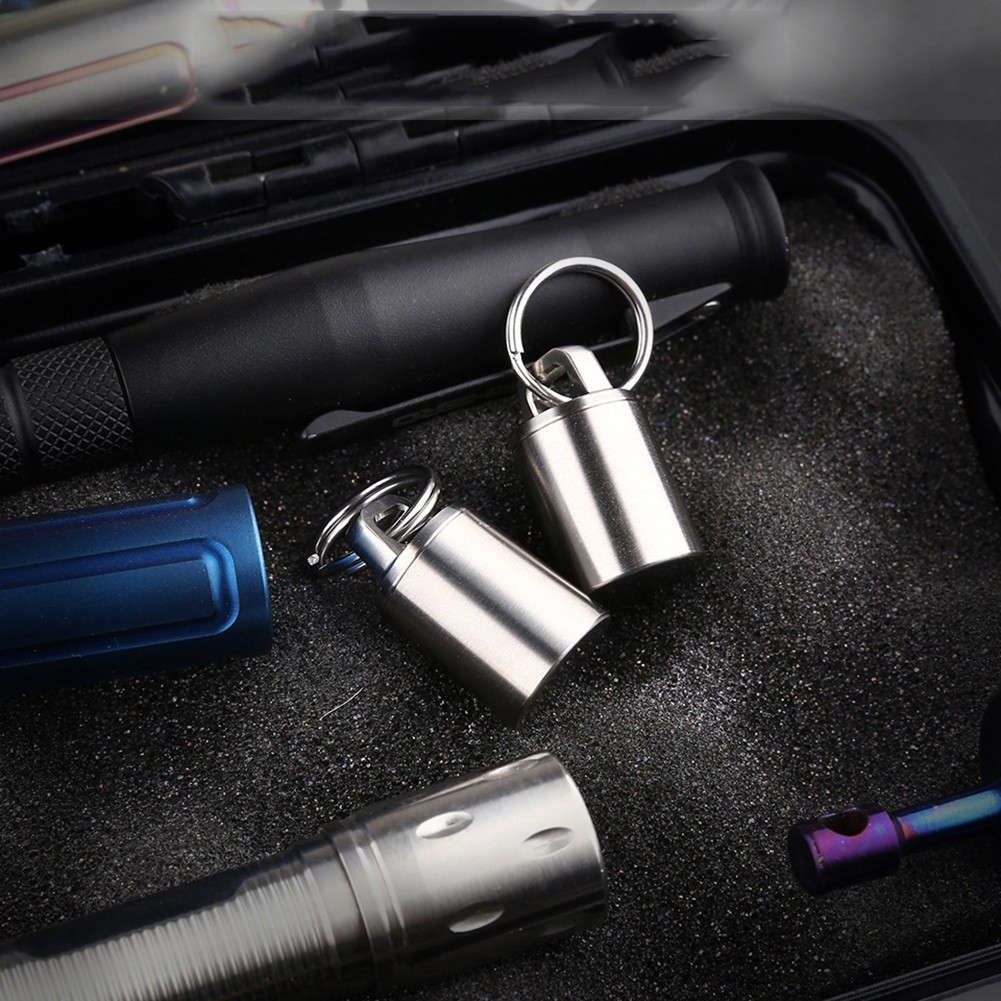 Compact Keychain Pill Holder with Rubber O Ring Seal Waterproof Design