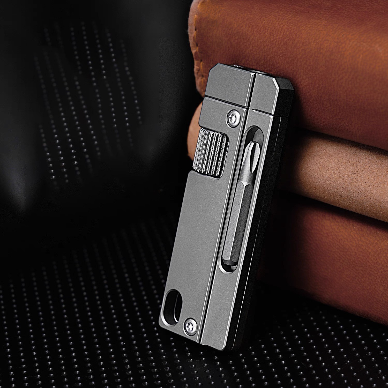 EDC Titanium Alloy Multi Tools Adjustable Wrench Pocket with Bit Holder Keychain