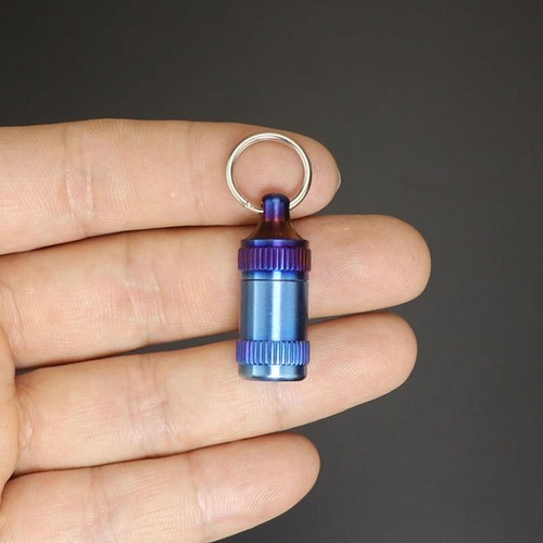 Titanium Alloy Waterproof Emergency Capsule Box Pill Case Keychain Pendant EDC