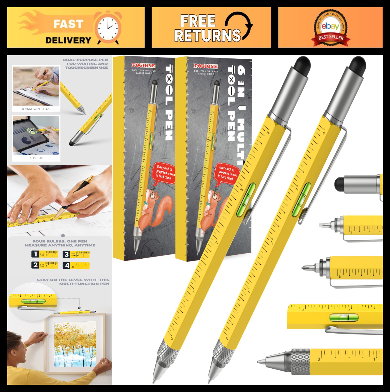 Unique Multitool Pen Gift for Dad, Husband, Grandpa – Cool EDC Gadget for Men