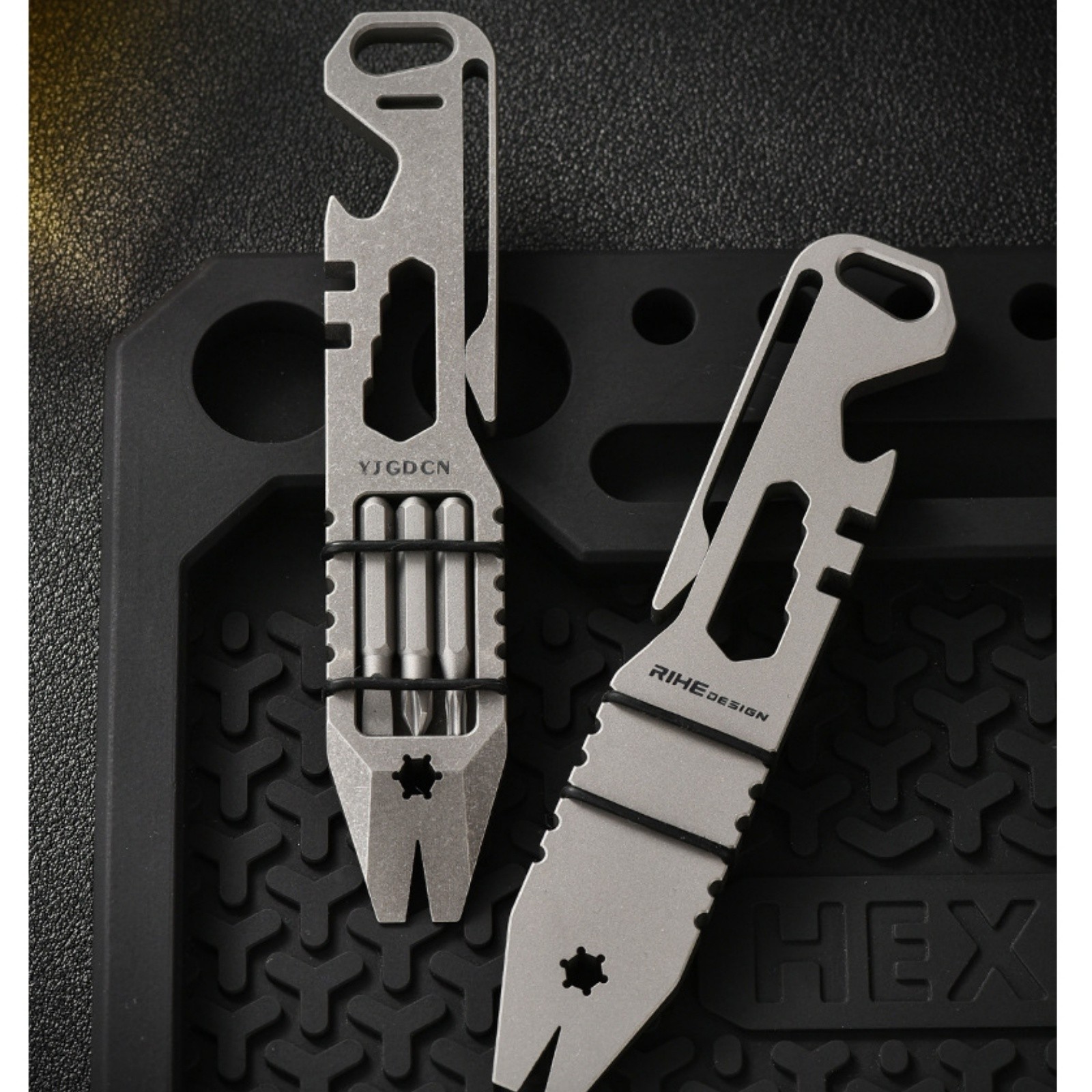 Titanium Alloy EDC Multi-Tool Pry Bar Wrench Spanner with 3 Screwdriver Heads