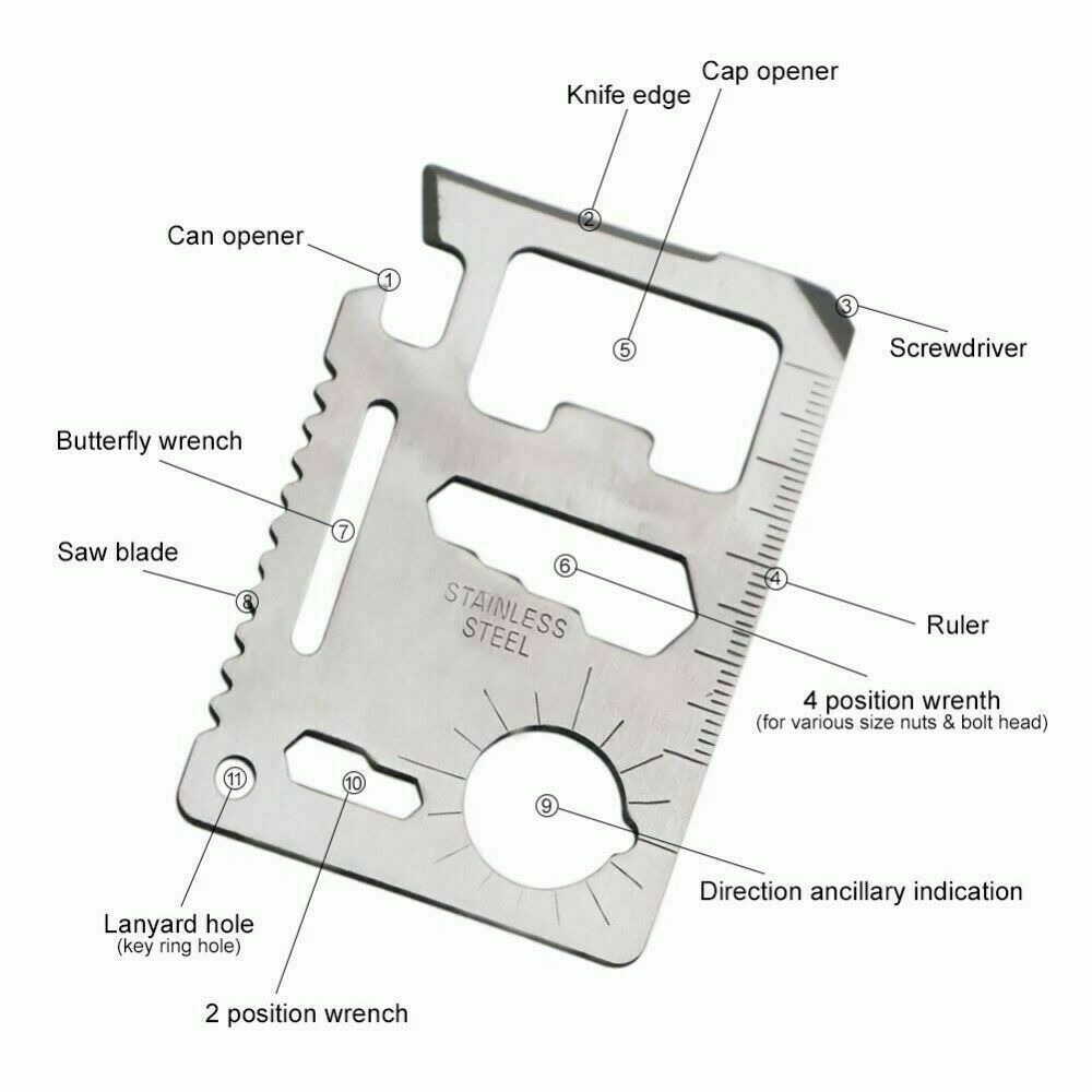 11 IN ONE CREDIT CARD MULTI TOOL WITH COVER – 4 PIECES
