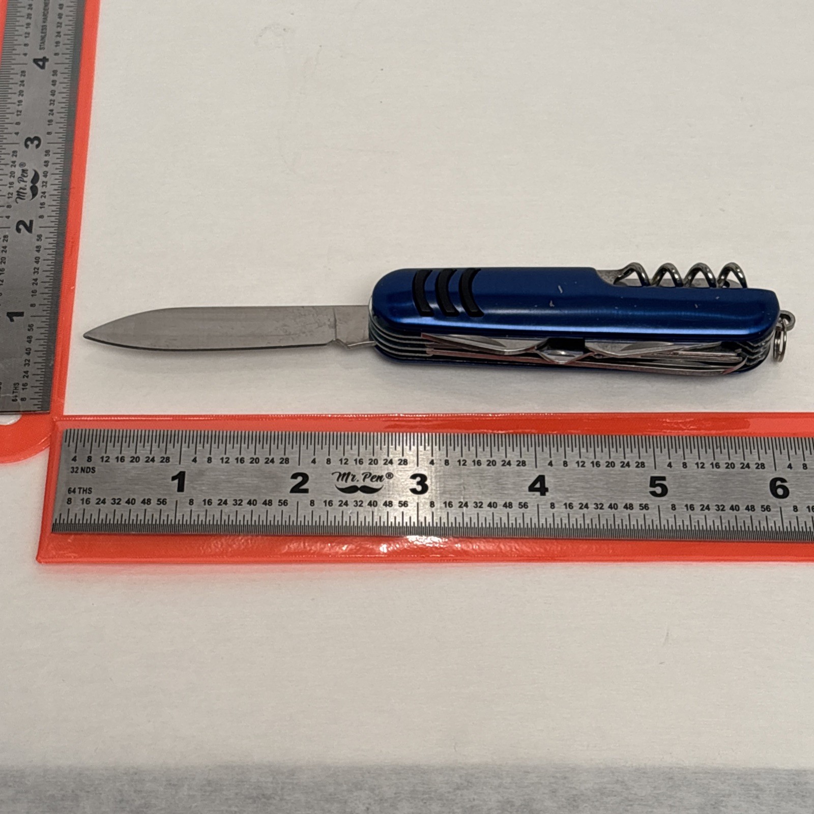 Multi-Use Pocket Knife with Survival Tools Blue w/ Black Accents Camp Hunt Fish