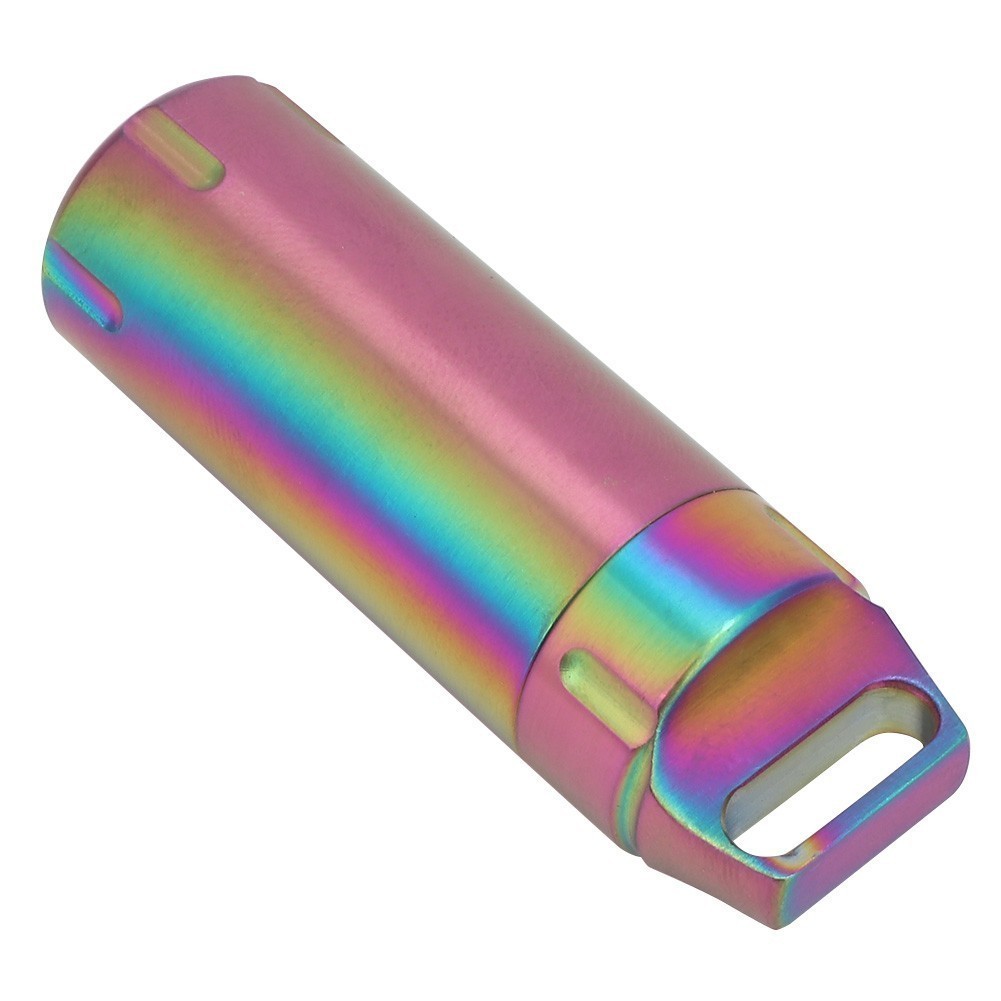 Portable Waterproof Stainless Steel Pills Case Container Bottle Keychain